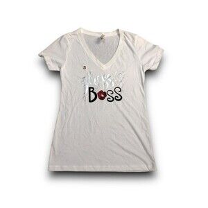 Women's "Gloss Boss" Graphic V-Neck Shirt - Small